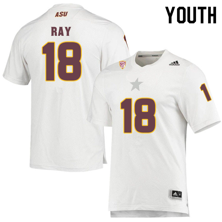 Youth #18 Jake RayArizona State Sun Devils College Football Jerseys Sale-White - Click Image to Close